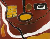 Rover Thomas, Mount House 1995, 1995, earth pigments and synthetic polymer paint on canvas