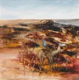 Crossing River (Burke and Wills Expedition) 1964 by Sidney Nolan, 1964, oil on composition board, sold Sep 2009