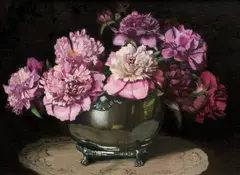 Peonies by Albert John Sherman, oil on canvas on board, sold Sep 2009