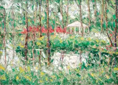 Paul Beauvais, The Enchanted Lake, synthetic polymer paint on board