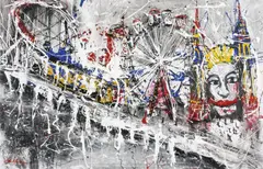 Luna Park by Mark Hanham, synthetic polymer and silver leaf on linen, sold Sep 2009