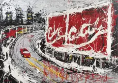 Mark Hanham, Kings Cross Street Scene, synthetic polymer and silver leaf on linen