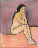 Charles Blackman, Seated Nude, pastel on paper
