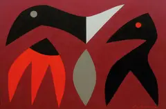 Bye Bye Blackbird by John Coburn, synthetic polymer paint on paper on board, sold Sep 2009
