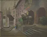 Vincent Brown, Monument of King Peter I in Ljubljana, Yugoslavia 1937, 1937, oil on canvas on board