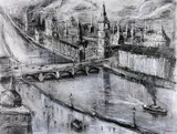 Mark Hanham, Misty Thames, synthetic polymer on linen