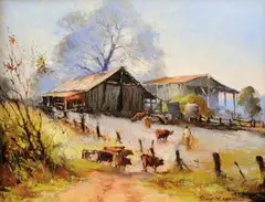 The Cattle by D'Arcy Doyle, oil on board, sold Sep 2009