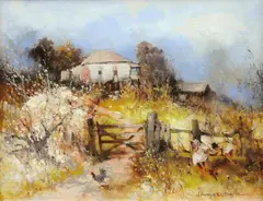 The Chooks by D'Arcy Doyle, oil on canvas on board, sold Sep 2009