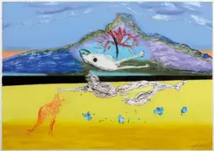 Flame Tree with Red Dog by Arthur Boyd, collograph, sold Sep 2009
