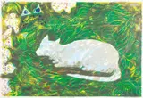 Charles Blackman, The Cat´s Garden, colour lithograph