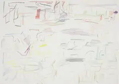 Ken Whisson, Abstract with Small Landscape and Leaping Horse 1986, 1986, pastel on paper