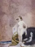 Princess and Slave 1918 by Norman Lindsay, 1918, watercolour on paper, sold Jun 2009