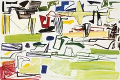 Above the Fields 1989-2000 by Ken Whisson, 1989-2000, oil on linen, offered Jun 2009