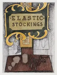 Study for 'Elastic Stockings' 1964 by John Brack, 1964, watercolour, pen and ink on paper, sold Jun 2009