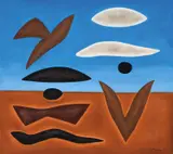Landscape with Bird and Snake 2003 by John Coburn, 2003, oil on canvas, sold Jun 2009