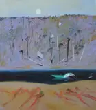 Arthur Boyd, Boat with Bathers and Rising Moon