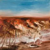 Burke and Wills 1964 by Sidney Nolan, 1964, oil on composition board, sold Jun 2009