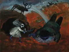 Arthur Boyd, Bride and Bridegroom with Rainbow 1960, 1960, oil and tempera on composition board