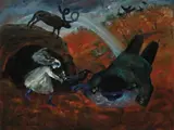 Arthur Boyd, Bride and Bridegroom with Rainbow 1960, 1960, oil and tempera on composition board
