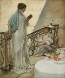 On the Landing c1912-13 by Rupert Bunny, c1912-13, oil on canvas, sold Jun 2009