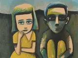 Children c1953-54 by Charles Blackman, c1953-54, oil on paper on board, offered Jun 2009