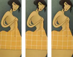 David Laity, Factory Girl 2007, 2007, oil on hessian (triptych)