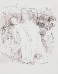 The Feast by Garry Shead, ink on paper, sold Jun 2009