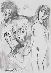 Temptation by Garry Shead, ink on board, sold Jun 2009