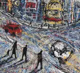 Mark Hanham, Oxford St., Street Scene 2004, 2004, enamel on canvas