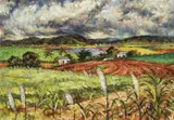 Arthur Evan Read, Landscape with Canefields, oil on canvas on composition board