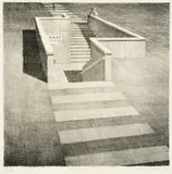 Jeffrey Smart, The Last Train 1989, 1989, etching