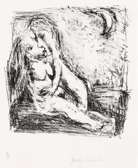 Untitled (Lovers under the Moon) by Garry Shead, lithograph, sold Jun 2009