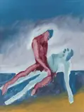 Two Bathers as Lovers 1975 by Sidney Nolan, 1975, ripolin enamel on composition board, sold Mar 2009