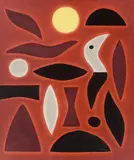 John Coburn, Red Landscape with Bird 2002, 2002, oil on canvas