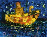 John Perceval, Boat at Night (Williamstown series), oil on Belgian linen