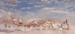 Tim Storrier, An Economy of Dust and Ashes (Pastoral Domestic) 2005-06, 2005-06, synthetic polymer paint on canvas