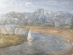 Lloyd Rees, A Song to Creation - Land 1969, 1969, oil and sand on canvas