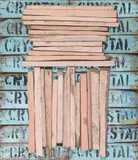 Pink on Blue 1982-83 by Rosalie Gascoigne, 1982-83, sawn/split softdrink crates on plywood, sold Mar 2009
