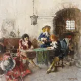 Francesco Longo Mancini, Interior with Cavaliers, oil on canvas