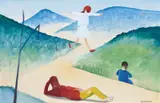 Three Children by Charles Blackman, oil and synthetic polymer paint on paper on board, sold Mar 2009