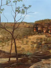 Outback c1980 by Ray Crooke, c1980, oil on canvas on board, sold Mar 2009