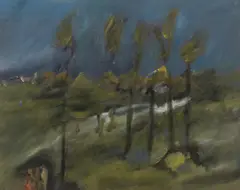 Dusk at Dimboola by Sidney Nolan, enamel paint on canvas on board, offered Mar 2009