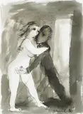 Garry Shead, Dancing Couple 1998, 1998, watercolour and ink on paper