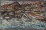 Peter Booth, Drawing (Landscape with Water and Rocks) 1987