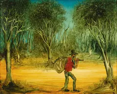Swagman 2000 by Pro Hart, 2000, oil on composition board, sold Mar 2009