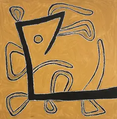 Rover Thomas, Cyclone Tracy - Willy Willy 1995, 1995, natural earth pigments on linen
