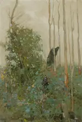 Bush near Eltham, Victoria 1914 by Percy Leason, 1914, oil on artist's card, sold Mar 2009