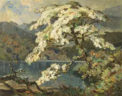 Ernest Dezentji, Blossom along a River 1947, 1947, oil on canvas