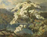 Ernest Dezentji, Blossom along a River 1947, 1947, oil on canvas