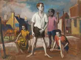 John Santry, Children at Point Street, Pyrmont c1965, c1965, oil on board